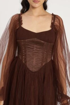 Tara Mini Dress In Coffee Brown -Lace & Beads Shop Tara Mini in Coffee Brown 9