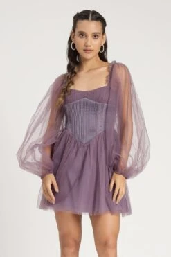 Tara Mini Dress In Lilac -Lace & Beads Shop Tara Mini in Lilac 2
