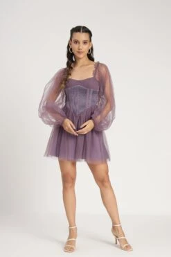 Tara Mini Dress In Lilac -Lace & Beads Shop Tara Mini in Lilac 3