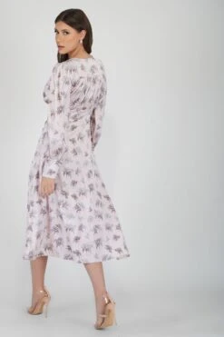 Tessa Long Sleeve Satin Midi Dress In Pink -Lace & Beads Shop TessaPink 2