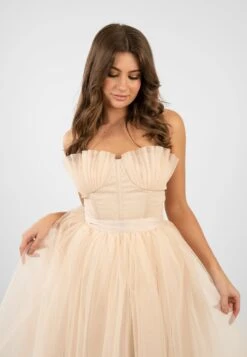 Nimo Cream Tulle Midi Dress With Shell Cups -Lace & Beads Shop Untitled 5246