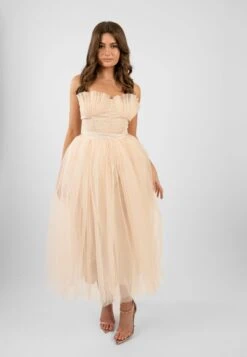 Nimo Cream Tulle Midi Dress With Shell Cups -Lace & Beads Shop Untitled 5247