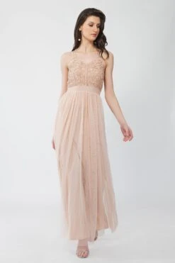 Ursa Blush Pink Embellished Maxi Dress -Lace & Beads Shop Ursa 2