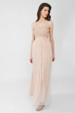 Ursa Blush Pink Embellished Maxi Dress -Lace & Beads Shop Ursa 4