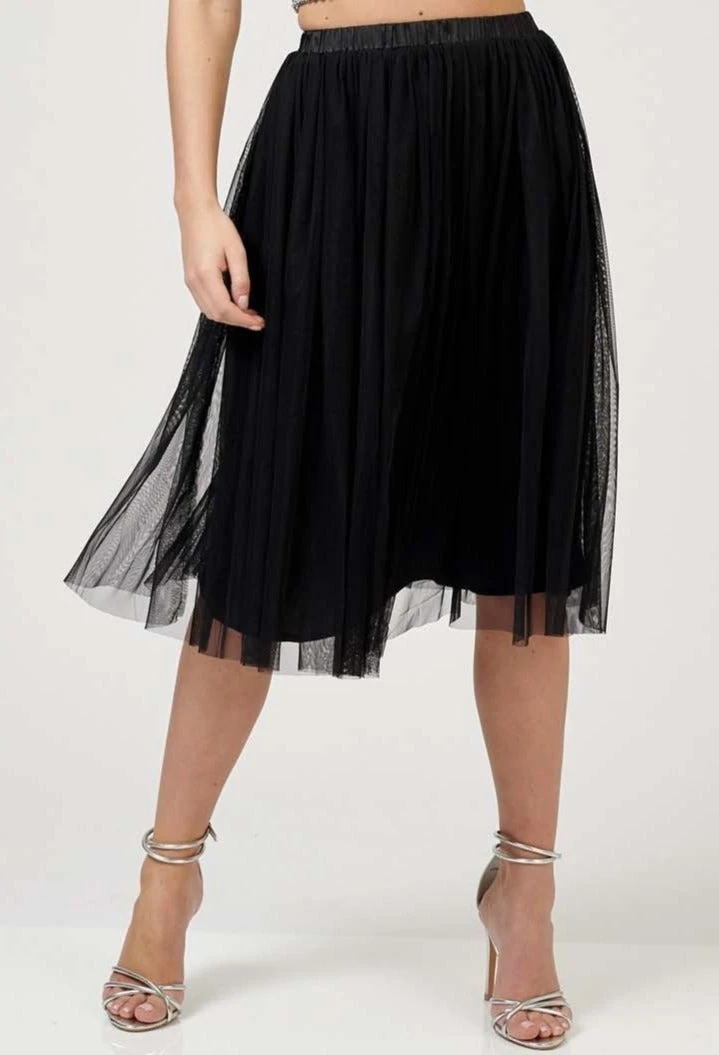 Val Tulle Midi Skirt In Black 3 Val Tulle Midi Skirt In Black