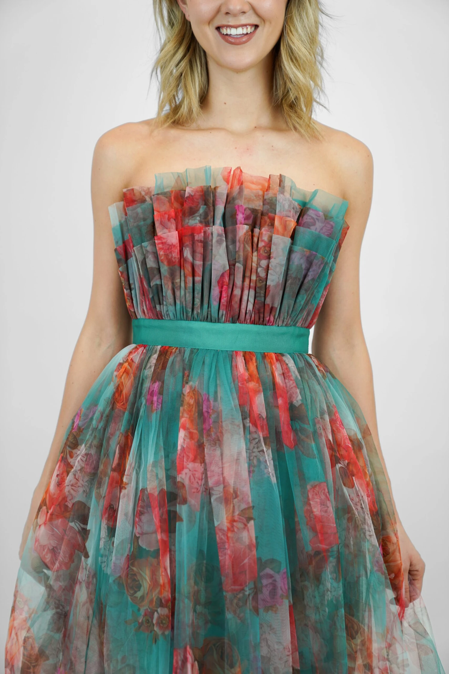 Verity Tulle Midi Dress In Green Print 7 Verity Tulle Midi Dress In Green Print - Image 5