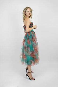 Verity Tulle Midi Dress In Green Print 12 Verity Tulle Midi Dress In Green Print -Lace & Beads Shop Verity 3