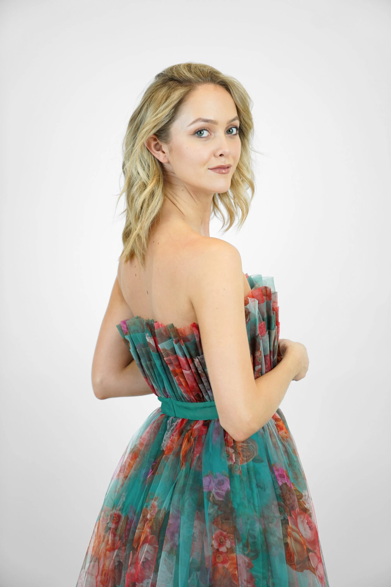 Verity Tulle Midi Dress In Green Print 8 Verity Tulle Midi Dress In Green Print - Image 6