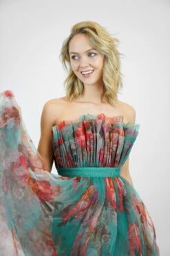 Verity Tulle Midi Dress In Green Print 11 Verity Tulle Midi Dress In Green Print -Lace & Beads Shop Verity 5