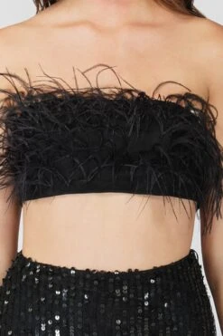 Xara Black Feather Top -Lace & Beads Shop XaraTopBlack 5