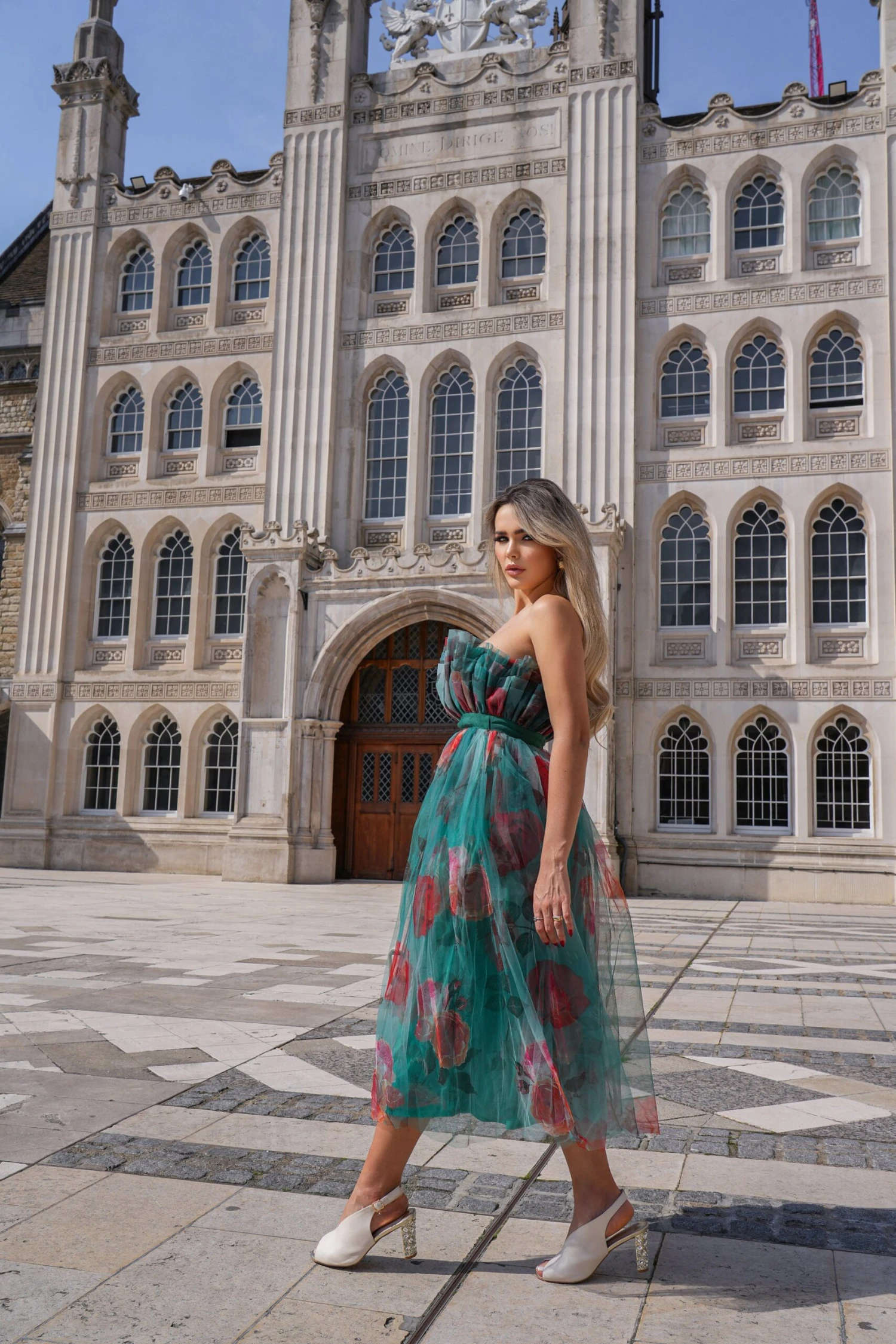 Verity Tulle Midi Dress In Green Print 3 Verity Tulle Midi Dress In Green Print