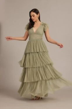 Naomi Maxi Dress In Dusty Sage -Lace & Beads Shop nitya12443