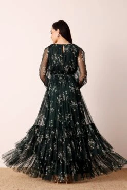 Rebecca Maxi Dress In Emerald Floral -Lace & Beads Shop nitya32704