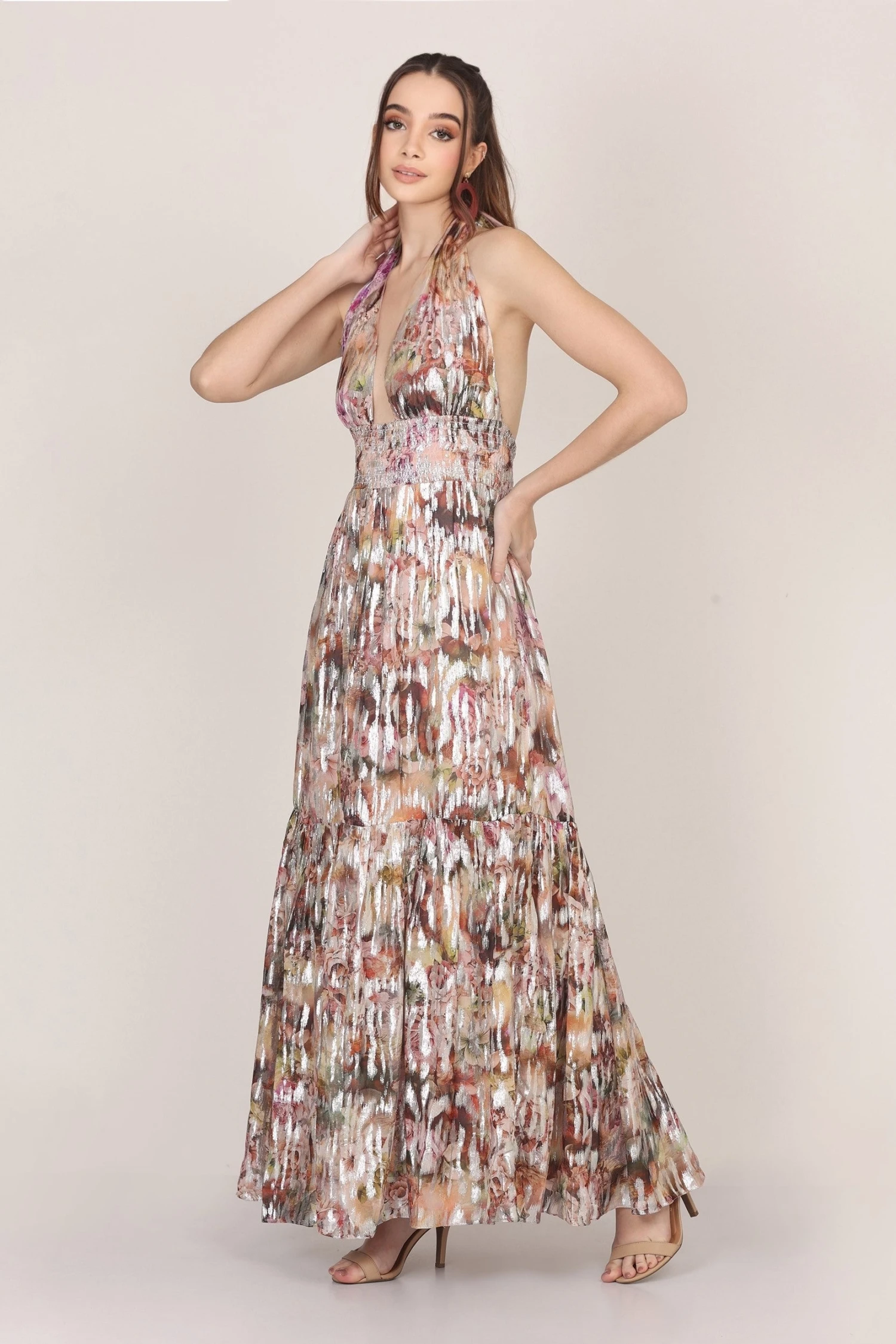 Noorex Metallic Printed Maxi Dress 3 Noorex Metallic Printed Maxi Dress