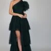 Rowan Emerald Green One Shoulder Tulle Gown 1 Rowan Emerald Green One Shoulder Tulle Gown -Lace & Beads Shop rOWAN
