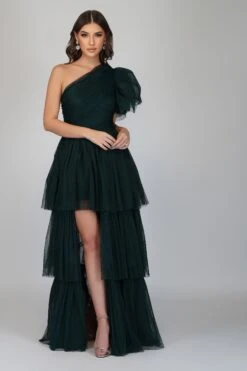 New Arrival 1 Rowan Emerald Green One Shoulder Tulle Gown