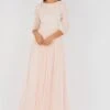 Belle Picasso Long Sleeve Bridesmaid Maxi In Nude -Lace & Beads Shop rgre